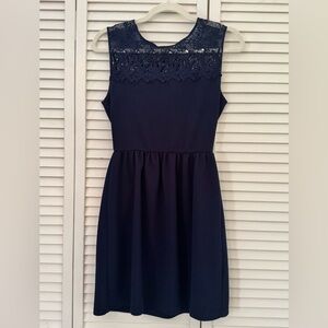 Classic Navy Blue Lace Dress